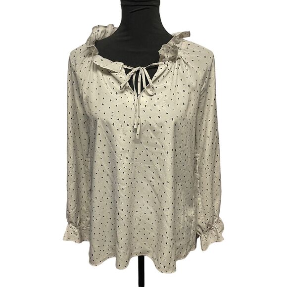 Banana Republic Small Blouse Grayish Fairycore Whimsygoth Top Ruffles Boho - Picture 1 of 13